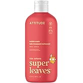Attitude Bubble Wash for Kids, EWG Verified Bubble Bath, Hair Shampoo and Body Soap, Dermatologically Tested, Plant- and Mineral-Based, Vegan, Mango, 16 Fl Oz