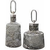 Uttermost 17840 Storm - 17.5 inch Bottle (Set of 2) - 6.25 inches Wide by 6.25 inches deep, Charcoal/Taupe/Silver/Silver Leaf