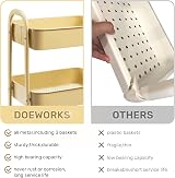 DOEWORKS Storage Trolley on Wheels 3-Tier Metal Cart 70cm Khaki Yellow view 9