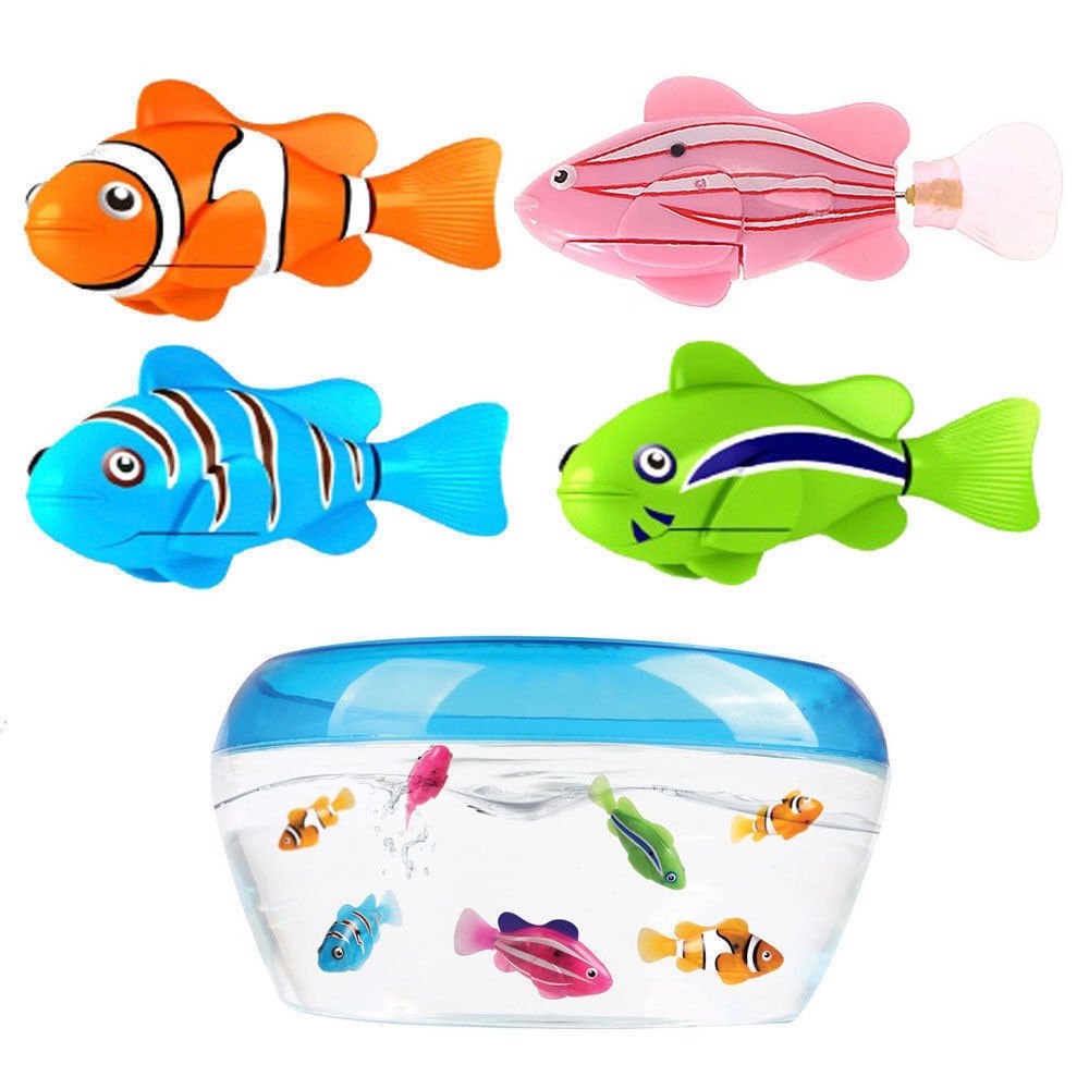 Swimming Robot Fish Activated in Water Electric Turbot Clownfish Battery Powered Robo Fish Toy Children Kids Robotic Gift (4 Pcs )