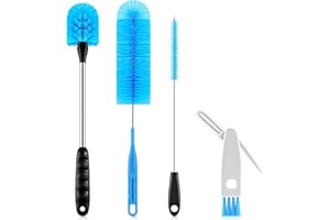TOOUT Bottle Brush Set with Straw Cleaner Brush and 3 in 1 Cup Lid Cleaning Brush, Water Bottle Cleaner with Long Handle for 