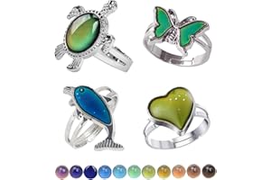 2/4/7/9Pcs Mood Ring Color Changing Rings Set Adjustable Size Butterfly Heart Mood Ring for Women Birthday Christmas Gifts St