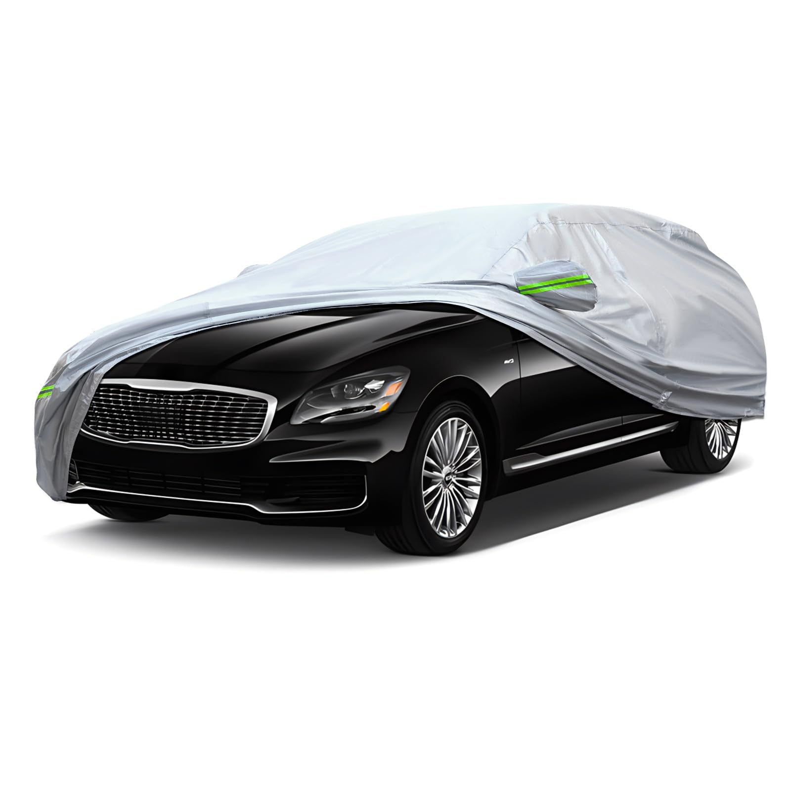 Photo 1 of QUYDDC Full Car Cover Universal 6 Layers Outdoor Thicked All Weather Cover, Sunshield, Waterproof, Snow Proof, UV Proof, Scratch Proof, Bird Droppings, 6 Reflective Strips, Fits Sedans up 205"-216"
