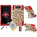 3items Combo: ITUFFY(TM) LCD Screen Protector Film + Stylus Pen + 2tone Design Dual Layer KickStand Tuff Impact Armor Hybrid Soft Rubber Silicone Cover Hard Snap On Plastic Case for Motorola DROID Ultra XT1080 MOTOROLA DROID MAXX XT1080M (Orange Paisley - Red -Droid MAXX / Ultra)