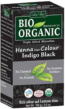 Indus Valley Henna Hair Dye Indigo Black 100% Bio Organic Triple gesiebt mikrofeines Pulver (Indigo Black)