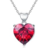 Birthstone Heart Necklace for Women, 18k Gold Plated Colored Gemstone Heart Pendant Forever Love Jewelry Gift for Her,Mom, Wife 18"-20"