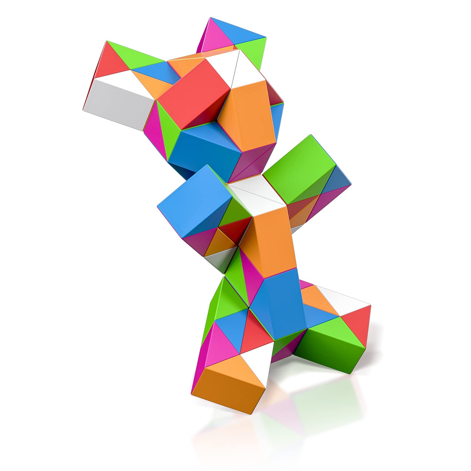 ROXENDA Magic Snake Cube Twist Puzzle - 3D Puzzles Games Fidget Toy Christmas Stocking Fillers for Kids and Adults - 1 Pack (Rainbow)