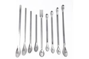 Honbay 9pcs Different Sizes Stainless Steel Lab Scoop Reagent Sampling Spoon Lab Spatulas