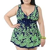 NONWE Women's Plus-Size Retro Print Two Piece Pin up Bathing Suits Swimdress