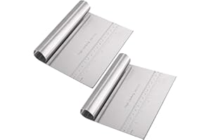 Gearmax 2 Pcs Stainless Steel Dough Scraper Bread Scraper Bench Scraper Kitchen Food Scraper with Measuring Scale for Dough, 