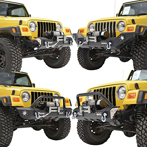 E-Autogrilles 97-06 Jeep Wrangler TJ MOD Modular Off Road Front Bumper with LED Light 3 Style Design (51-0049)