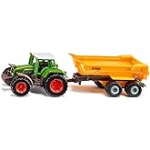Siku - Tractor with Krampe Tipping Trailer - Green - Sturdy Farm Vehicle with Removeable Container - PVC Free - Small-Scale T