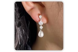 Pearl Earrings for Women, Pearl Drop Earrings Gold Boho Earrings as Wedding Jewelry for Her, Statement Silver Pearl Dangle Ea