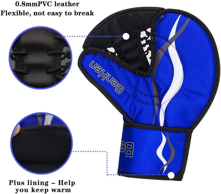 BenKen Sports Ice Hockey Gear Goalie Pad Pack Ice Hockey Equipment Hockey Gloves ice Hockey Knee Pads Teenager & Adult Blue Black (Blue 21'') : Sports & Outdoors