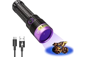 XLENTGEN 365NM UV Flashlight USB Rechargeable,UV Light Portable Mini Detector for Pet Urine Dry Stains, Uranium Glass, Money Check, Resin Curing Pocket Blacklight Led Flashlights