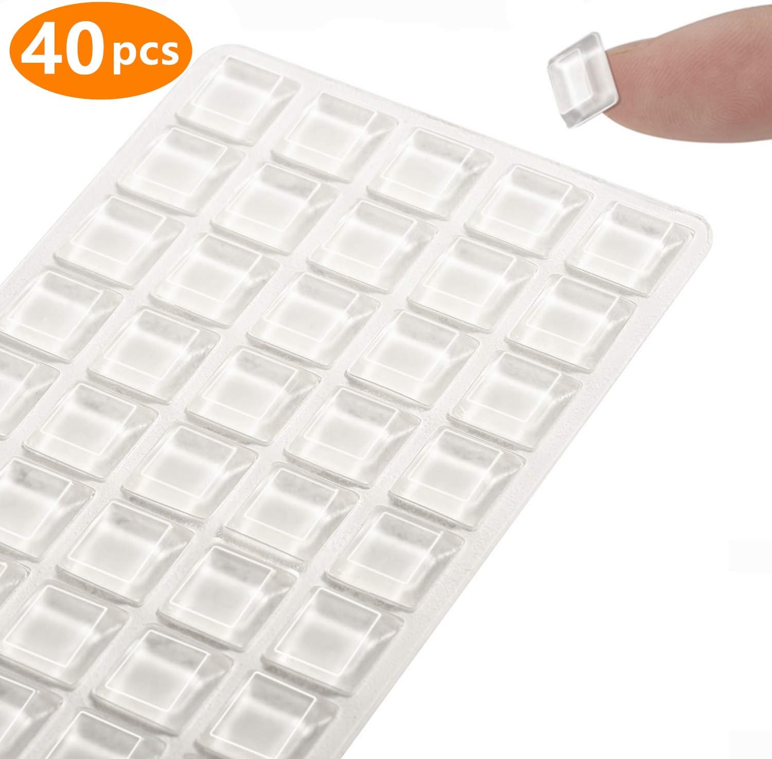 Clear Door Drawer Bumpers Pads 40PCS Square Rubber Bumper Pads