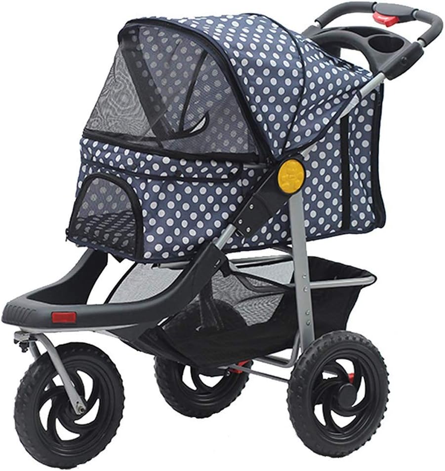 Jlxl Large Threewheel Folding Pet Stroller Dog Cat Trolley With Plate Oversized Basket Bearing