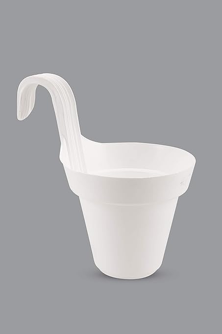 Garden Needs I Smart Set of 5 Hanging Planter Made of 100% Virgin Plastic, (White)
