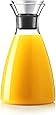 Hiware 50 Oz Glass Drip-free Carafe with Stainless Steel Flip-top Lid, Hot and Cold Glass Water Pitcher, Tea/Coffee Maker & Cafe, Iced Tea, Beverage Pitcher As Well As for Decanting and Serving Wine