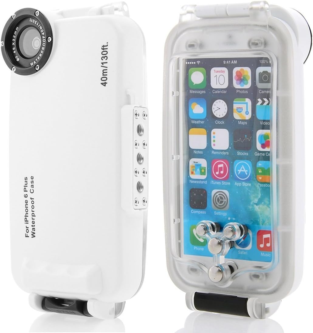 iPhone 6 Diving Case, iPhone 6S Diving Case, Senrn Professional [40m/130ft] Dive Swimming Underwater Photo Video Camera Waterproof Case Cover for Apple iPhone 6/6S 4.7 inch + Lanyard - White