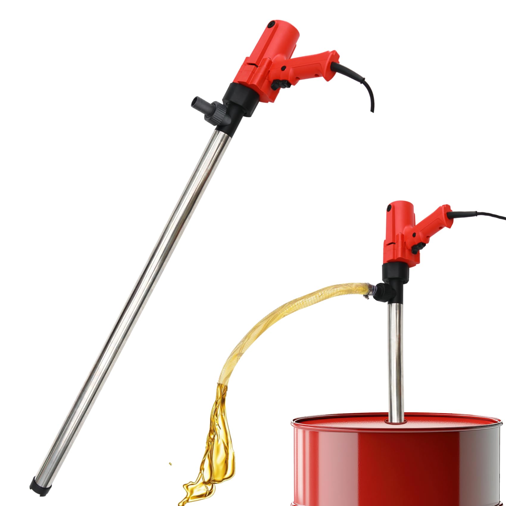 Photo 1 of 1980W Electric Fuel Transfer Barrel Pump, 110V 11000RPM,for 55Gallon Electric Transfer Pumps with 36in Stainless Steel Tube and 6.6ft Steel Wire Hose, for Diesel,Lubricants,Slightly Viscous Liquids