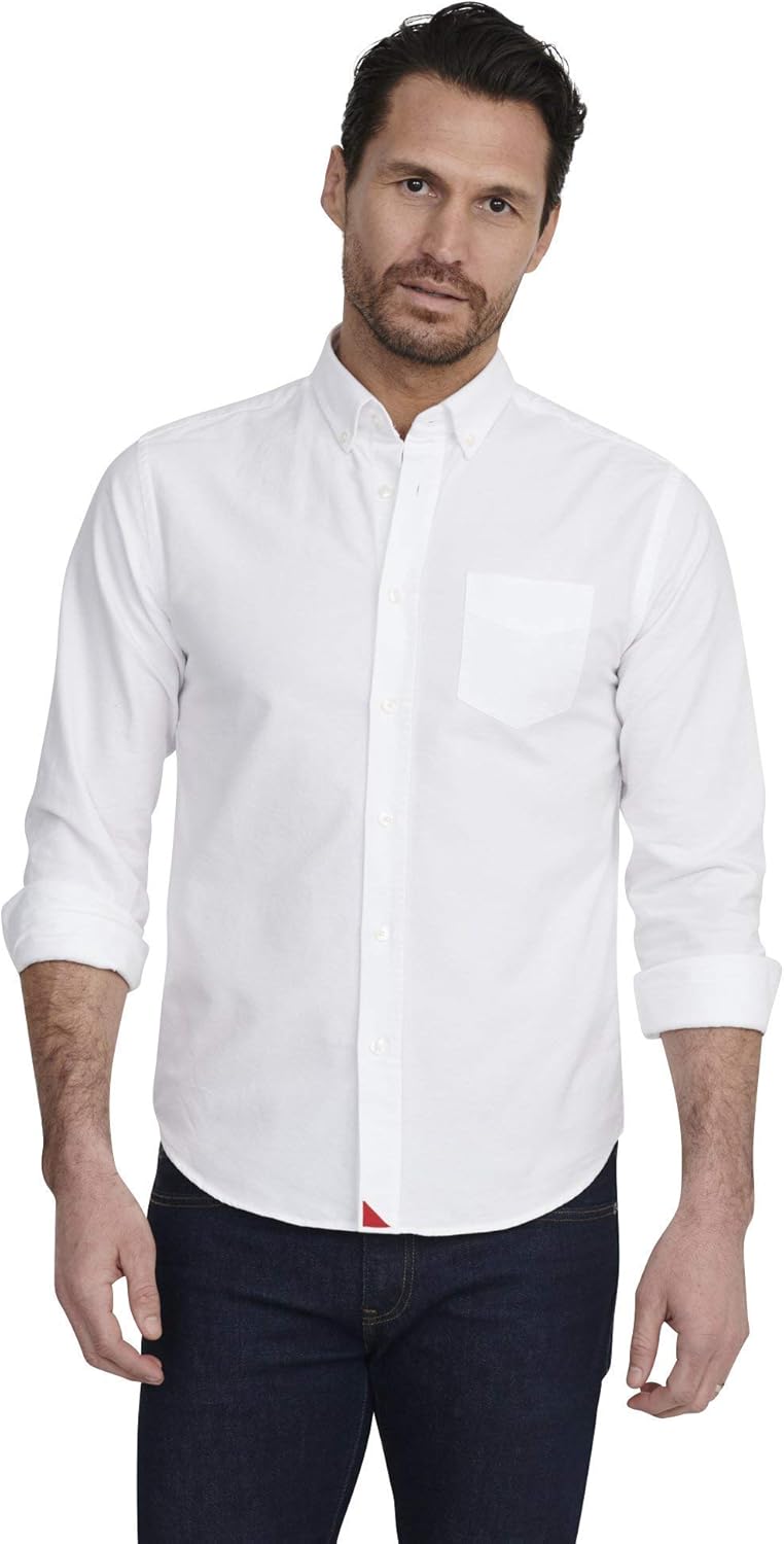 UNTUCKit Russian River - Untucked Shirt for Men Long Sleeve, White Oxford