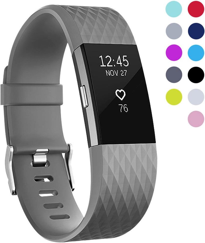 Fitbit Charge 2 Strap, Josmile Soft Classic Fitness Straps Replacement Band for Fitbit Charge 2