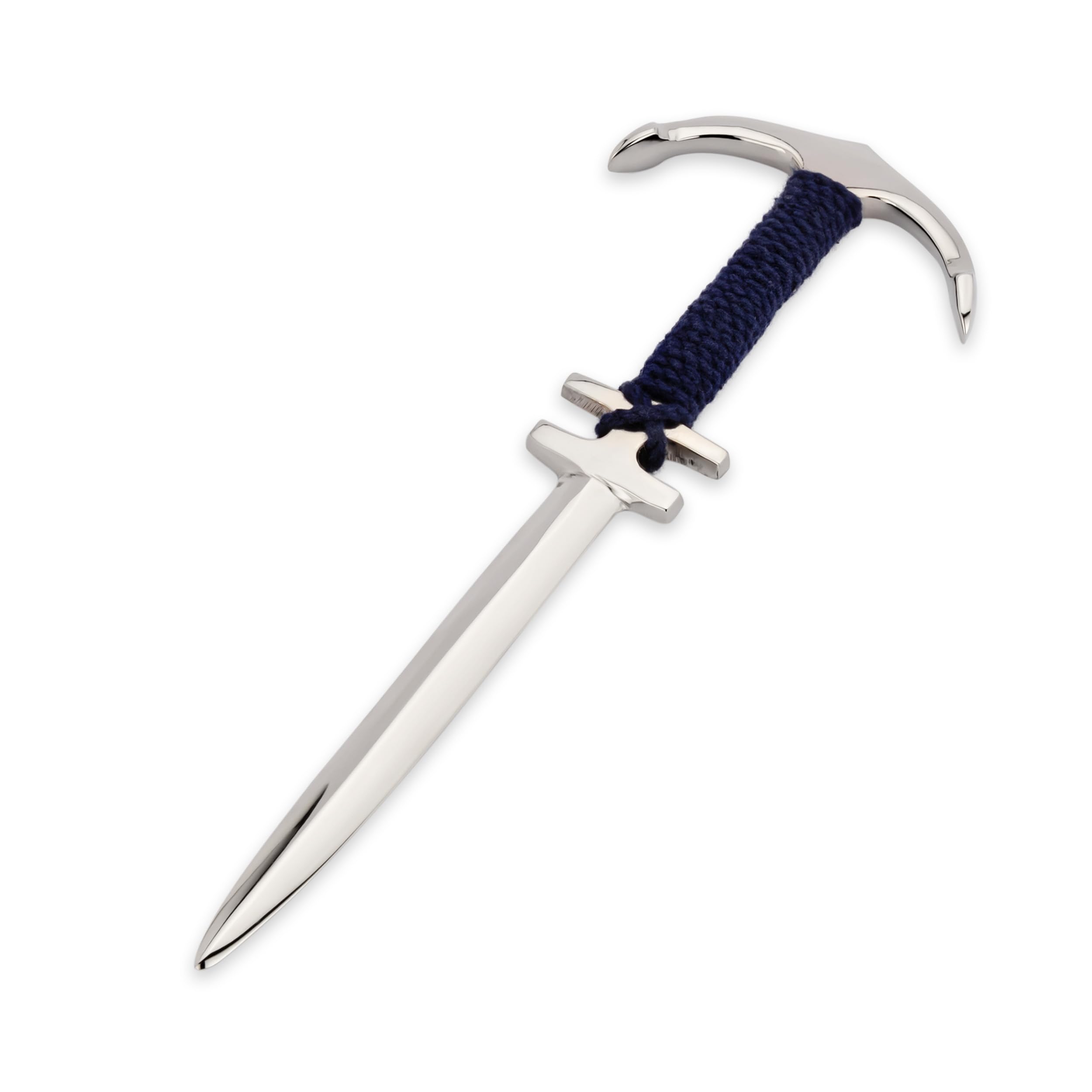 NKlaus 21 cm Letter Opener Anchor Nickel-Plated Brass with Blue Rope Bottle Opener Maritime 14620