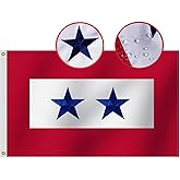 Heavy Duty USA Family Member On Service Flag 3x5 Ft Embroidered Two Blue Star 3x5 Ft-Longest Lasting Oxford Nylon 210D | Army Navy Marine Corps USA Family Military Decoration Gift Yard House Banner