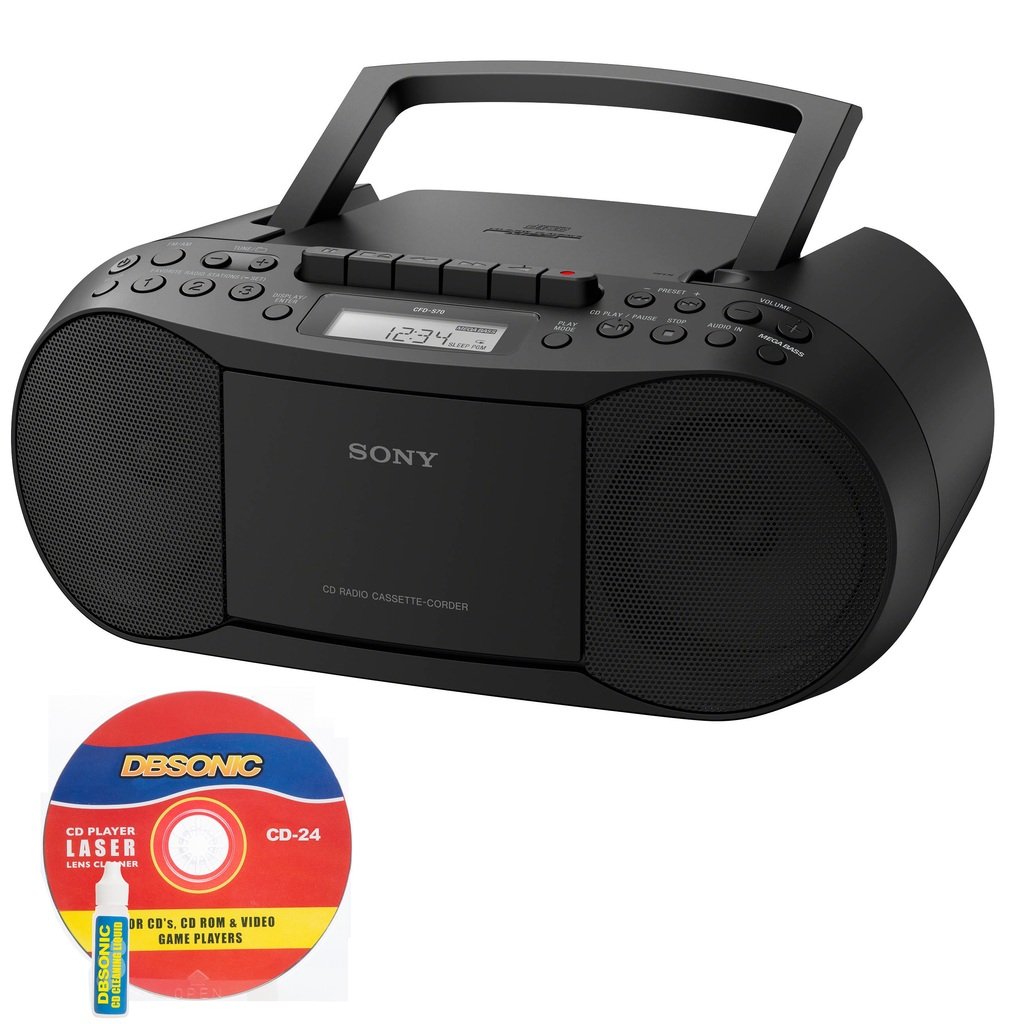 Sony CD/Cassette Boombox, Digital Tuner AM/FM Radio, Headphone Output &
