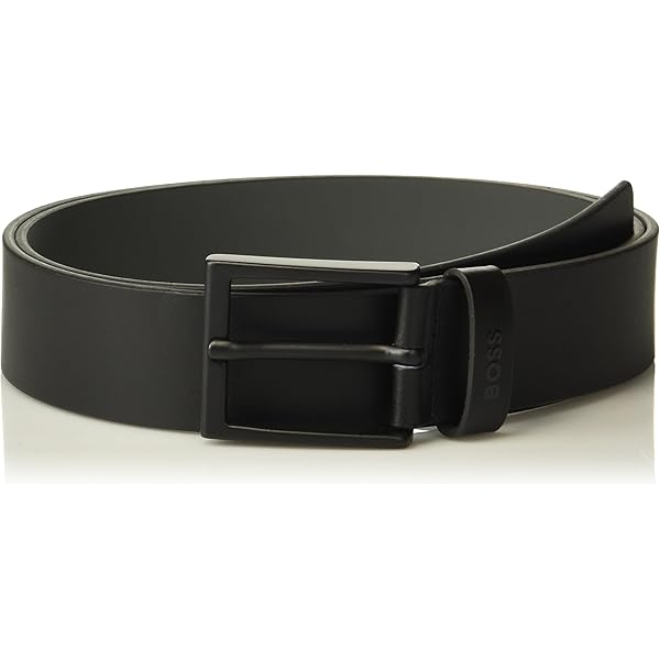 小物 DEBOSSED LOGO BELT BOSS Men's Icon Logo Plaque Leather Belt, Black Onyx, 40
