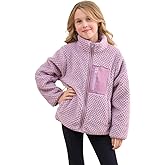 Dugcew Girls Fleece Jackets Fuzzy Sherpa Coats Soft Light Kids Outerwear Full Zip up Sweatshirt with Pockets 5-14 Year