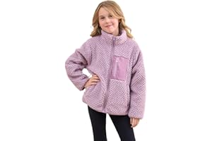 Dugcew Girls Fleece Jacket Sherpa Zip Up Outwear Fuzzy Fall Winter Coat with Pockets for Kids 5-14 Year