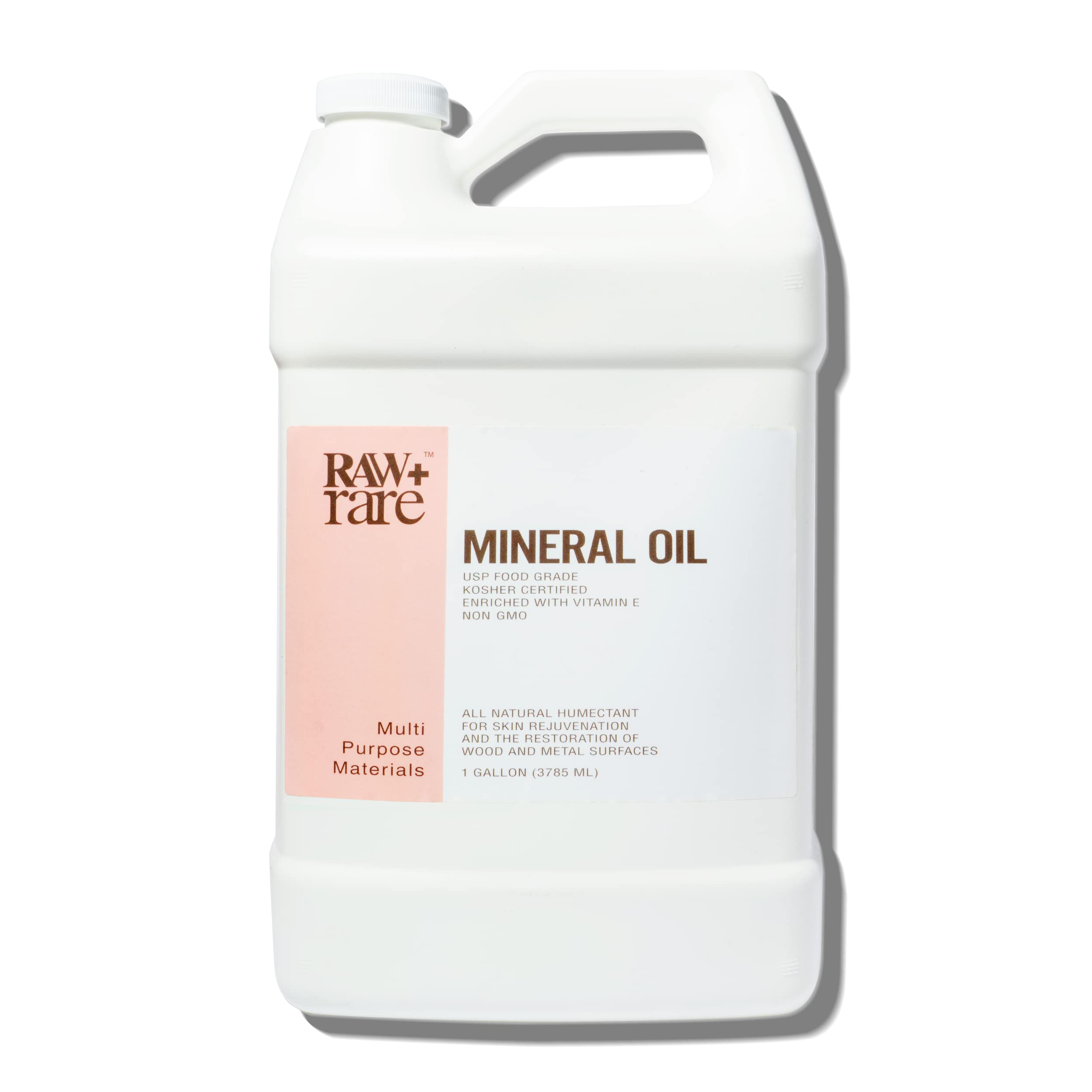 Photo 1 of Raw Plus Rare Food Grade Mineral Oil (1gal), Suitable for Bamboo Cutting Board, Butcher Block, Wood, Knife Blade, Cast Iron Tools - Vegan, Enriched with Vitamin E