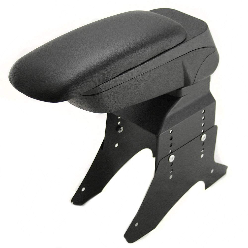 Universal 48013 Car Armrest Arm Rest Centre Console Storage Box Sliding Top Faux Leather Black