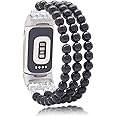 C&L Accessories Compatible with Fitbit Charge 6/5 Natural Gemstone Beaded Handmade Adjustable Bracelet Replacement Band for Women