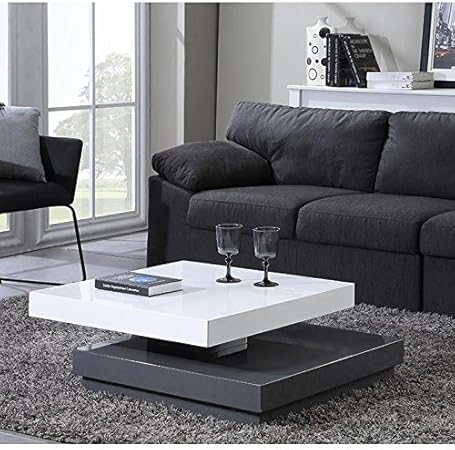 Vegas Square Swivel Coffee Table Length 75cm White Grey Amazon Co Uk Kitchen Home