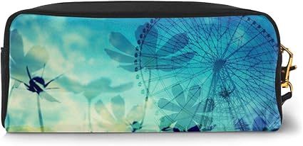 Amazon ペンケー コスモスと観覧車 化粧ポーチ ペン箱 筆袋 収納バッグ 文具収納 大容量 スリム Pu 革 おしゃれ かわいい 子供 女の子 男の子 成人祝いプレゼント ギフト ペンケース 文房具 オフィス用品