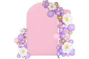 Maiangel 7.2FT Wedding Arch Cover Spandex Fitted Stretchy Arch Stand Covers,2-Sided Round Top Chiara Backdrop Cover for Party Birthday Ceremony Banquet Baby Shower Banquet Arch Decoration(Pink)