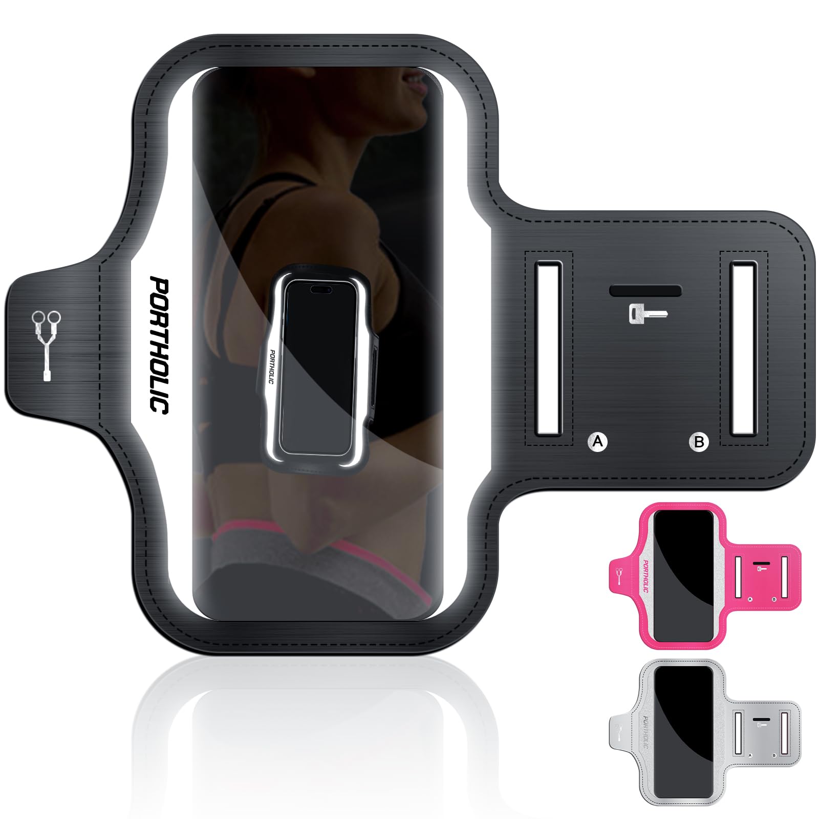 PORTHOLIC 2025 Running Armband Water Resistant Sports Phone Holder Case with Extension Strap, Key Card Slot Up to 6.9" Phone for iPhone 17/16/15/14/13 Plus Air Pro Max XR/XS, Galaxy S25/24/S10