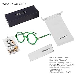 Gleyemor Retro Round Blue Light Glasses for Men