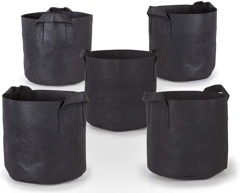 Kaptin 5 Pack 7 Gallon Plant Grow Bags,Root Pouch,Fabric Aeration Pots Container with Strap Handles, Garden Planter Fruit& Vegetables & Potato Growth Bag