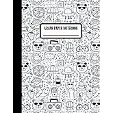 Graph Paper Notebook: 4x4 Quad Ruled Notebook | Grid Paper for Math, Science, Accounting Students | 110 Pages | Black Doodles