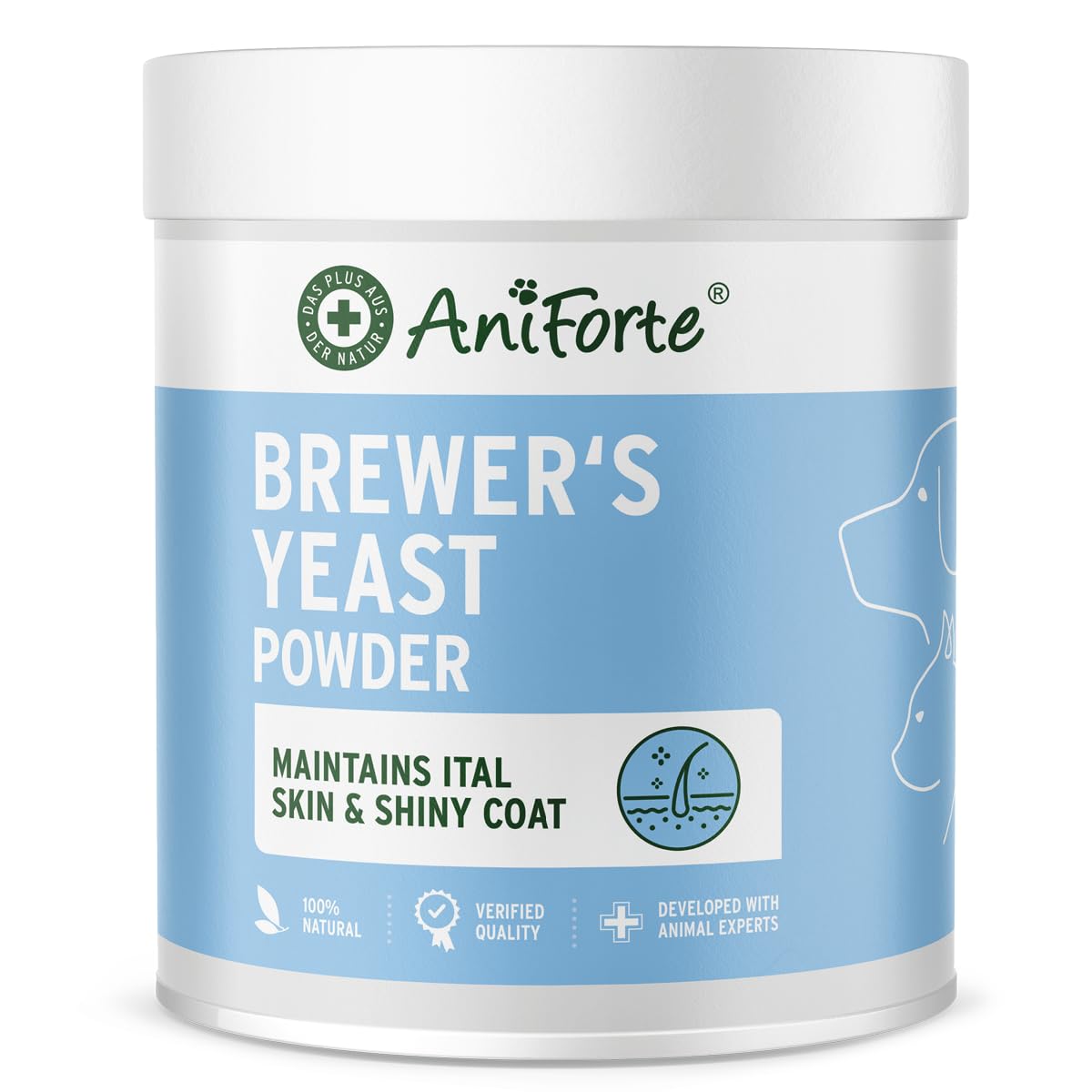 AniForte Brewer's Yeast Powder for Dogs & Cats 500g - 100% pure & natural brewers yeast, biotin & vitamin B for dogs & cats for healthy skin & shiny coat