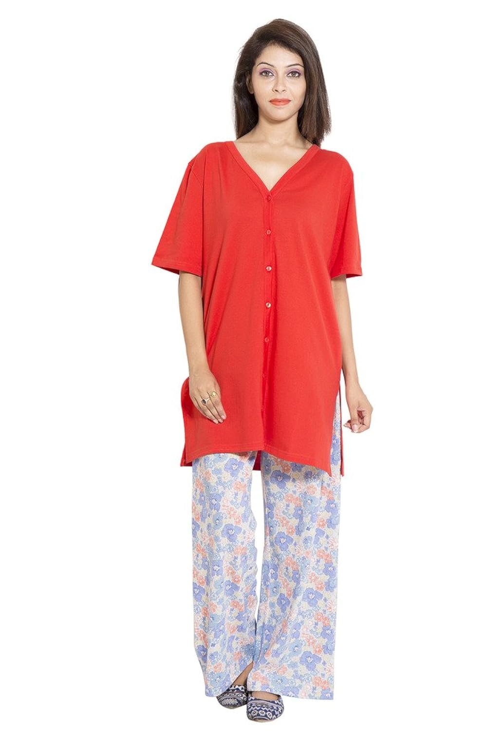 forever9teen solid top & printed bottom night set(1ss16-0226-ns1)