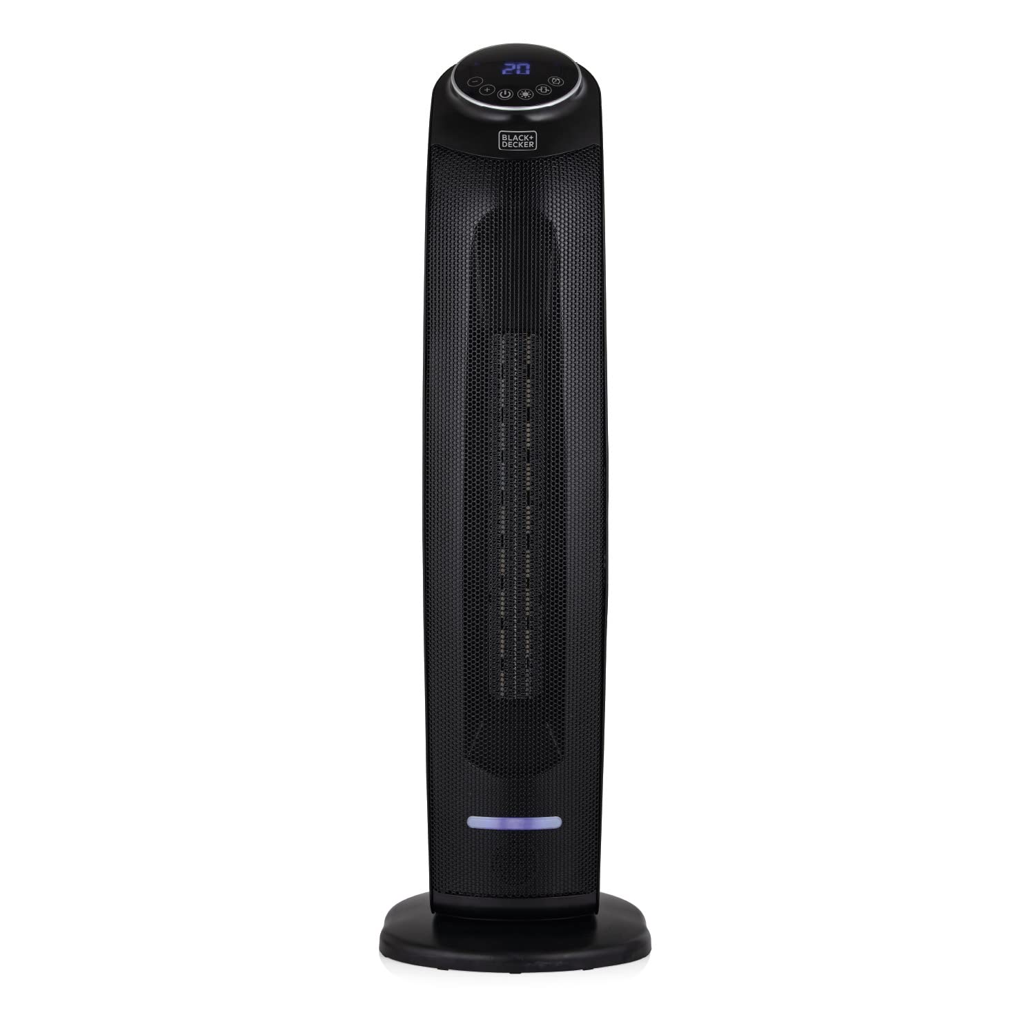 BLACK+DECKER BXSH44005GB Ceramic Tower Fan Heater With 8 Hour Timer And 60° Oscillation, 2.2kW, Black