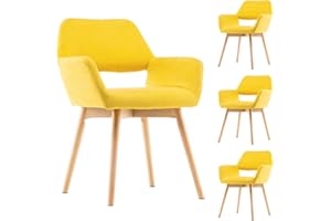 YEEFY Mid Century Modern Dining Chairs Set of 4 & 2 & 6 Comfy Accent Chair Upholstered Kitchen Dining Living Room Chairs for Bedrooms Waiting Room Home Arm Desk Chair No Wheels (Yellow, 4)