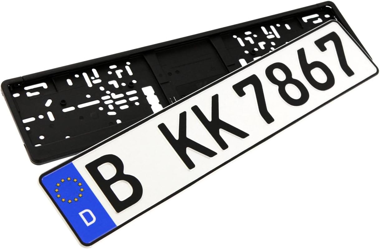 1 Euro Plate | Car Licence Plate 520X110 mm Includes Matching Licence Plate Holder – Black