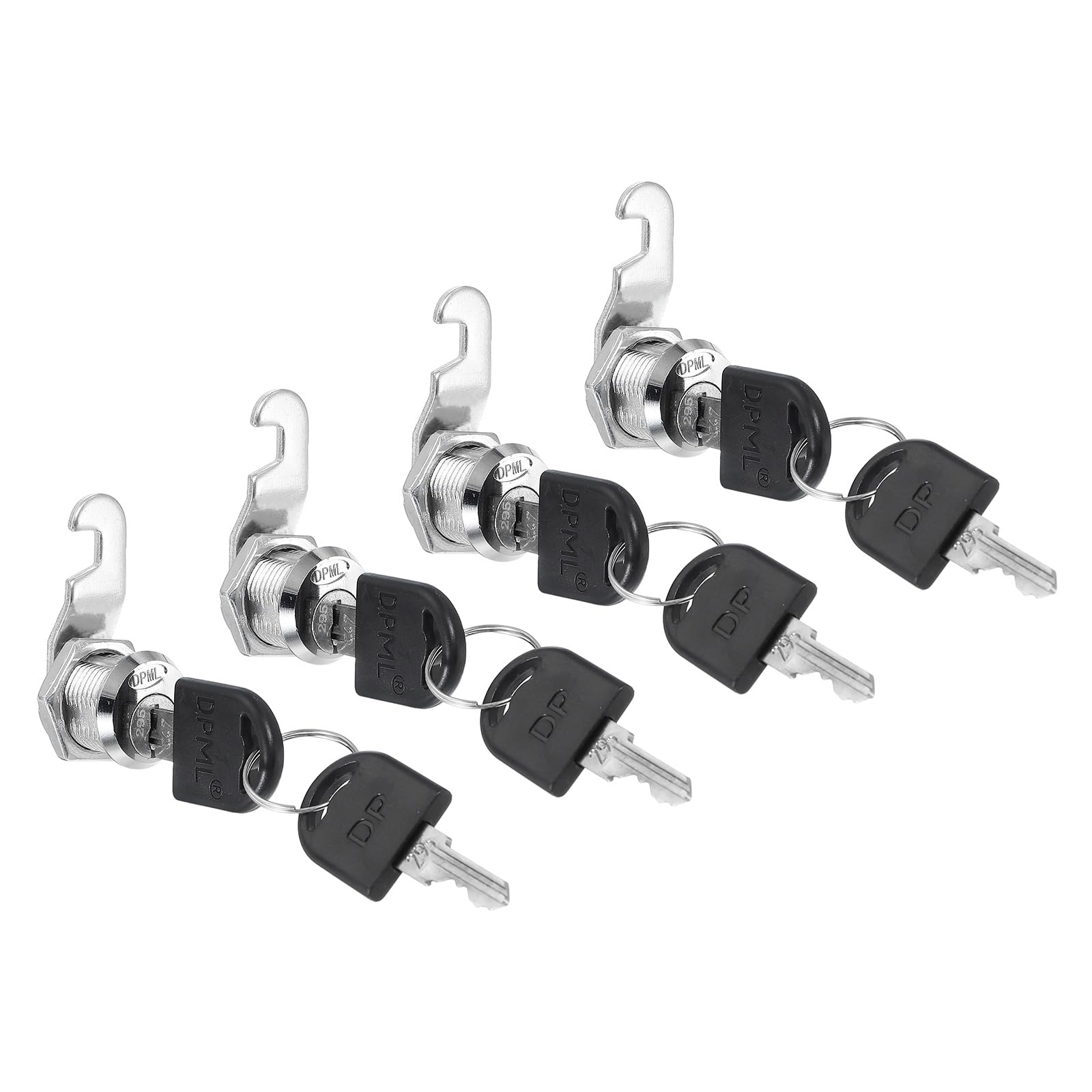 PATIKIL Cabinet Locks Keyed Different 4 Pcs Zinc Alloy Security Lock Cylinder Cam Locks Fits on 5/8" (16mm) Max Panel Thickness for Door Cupboard Mailbox Office RV, Silver