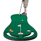 KOFULL Putting Green Mats Set - Indoor/Outdoor Golf Putting Practice or Golf Game with 78" x 24" Putting Mat, Adjustable Putter, 3 Balls, Training Aid Cup & Flags